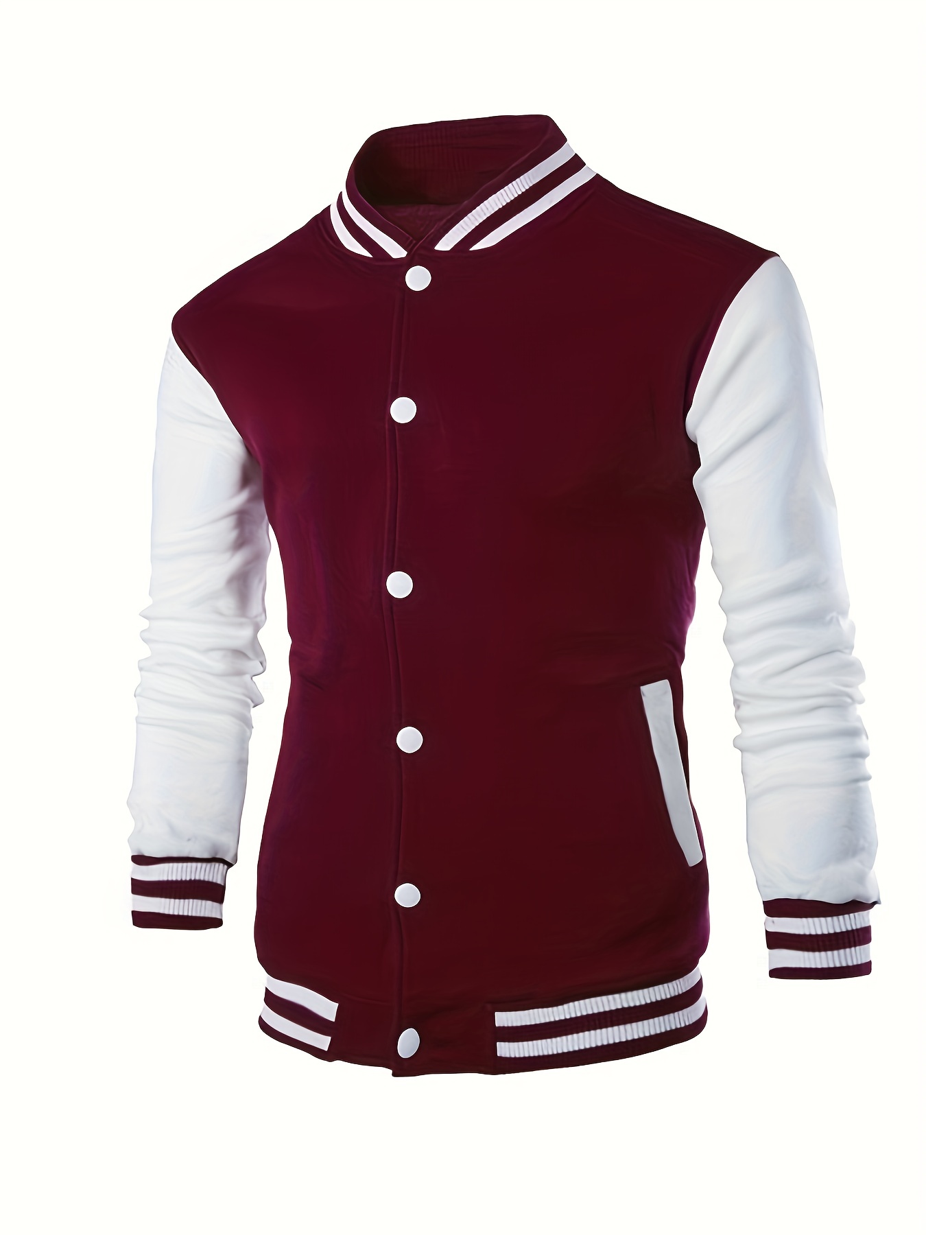 warm fleece varsity jacket mens casual color block button up jacket for fall winter school details 20