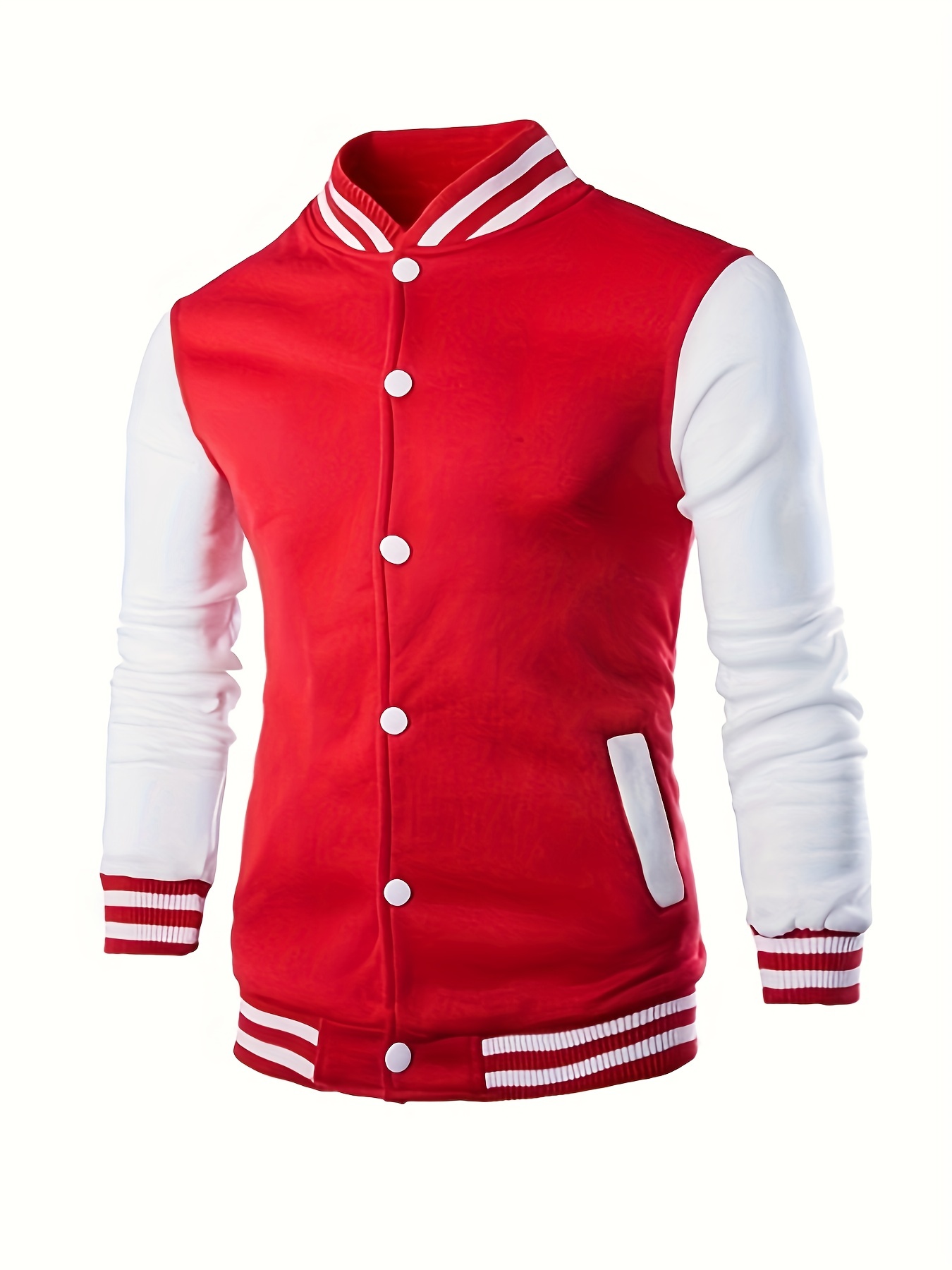 warm fleece varsity jacket mens casual color block button up jacket for fall winter school details 34