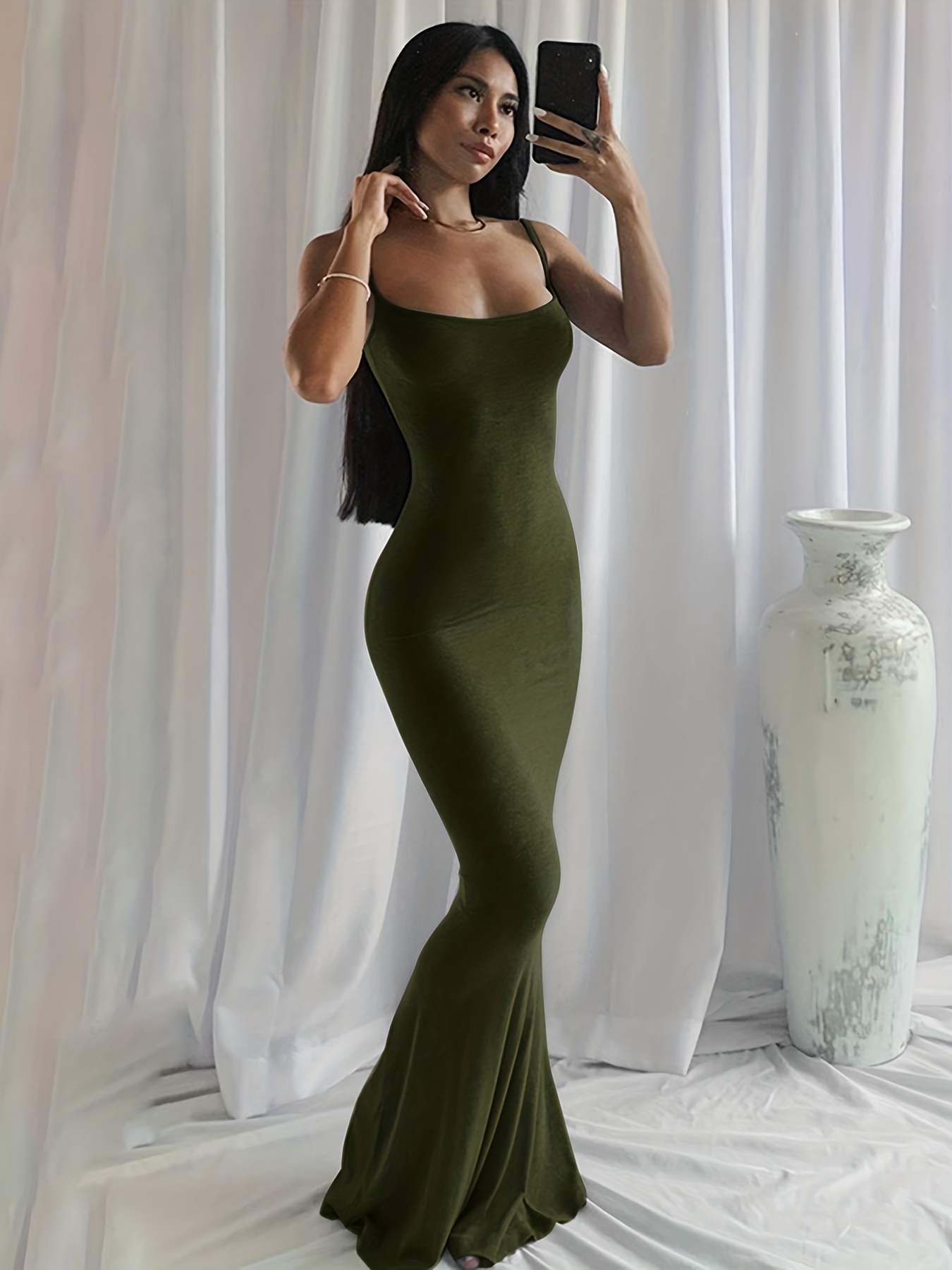 solid spaghetti strap dress sexy sleeveless bodycon maxi dress womens clothing details 64